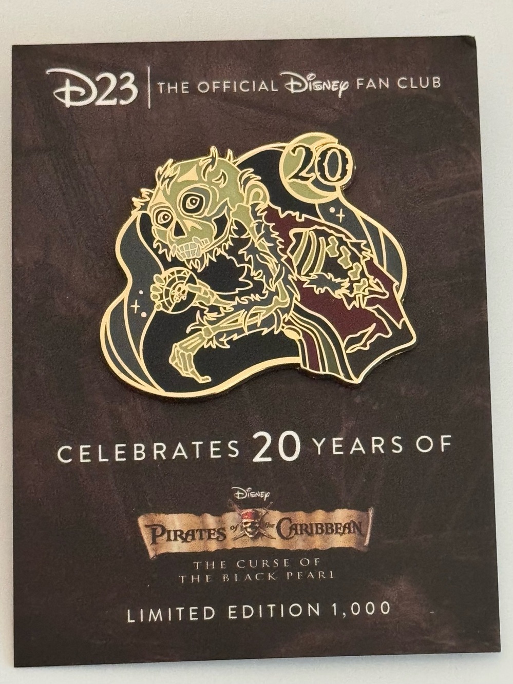 Disney D23 Pirates of the Caribbean: The Curse of the Black Pearl 20th Ann.  Pin